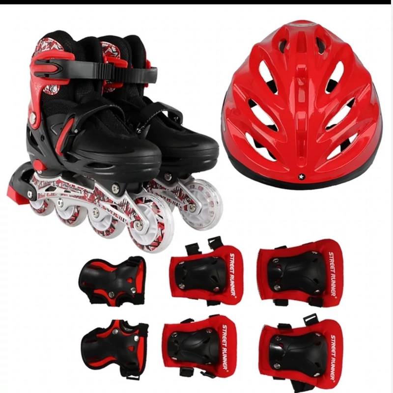 اسکیت رویه هارد yx180چرخ ژله ای تیغه فلزی مورد تائید مربیان آموزشی همراه لوازم ایمنی